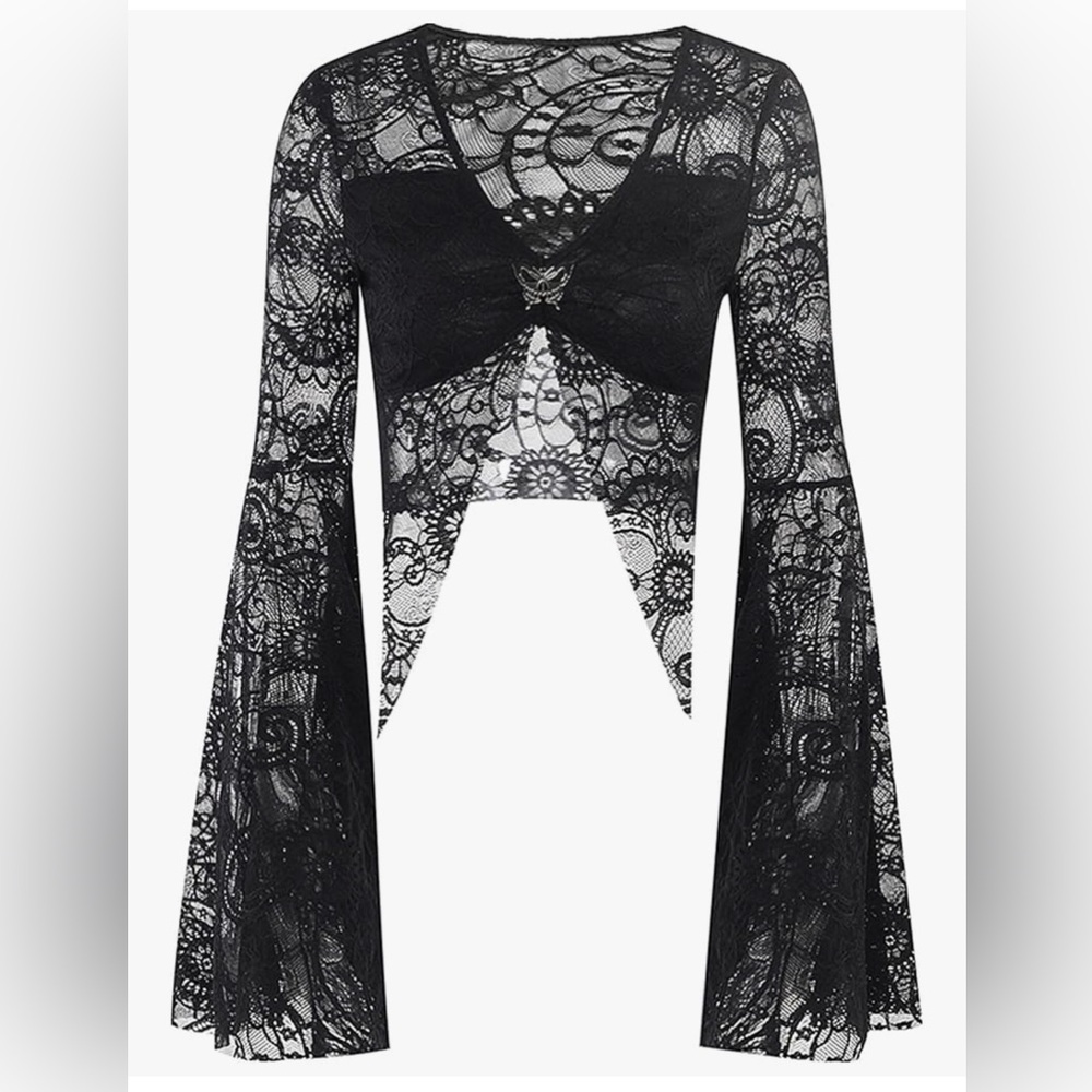 Lace Bell Sleeve Gothic Top